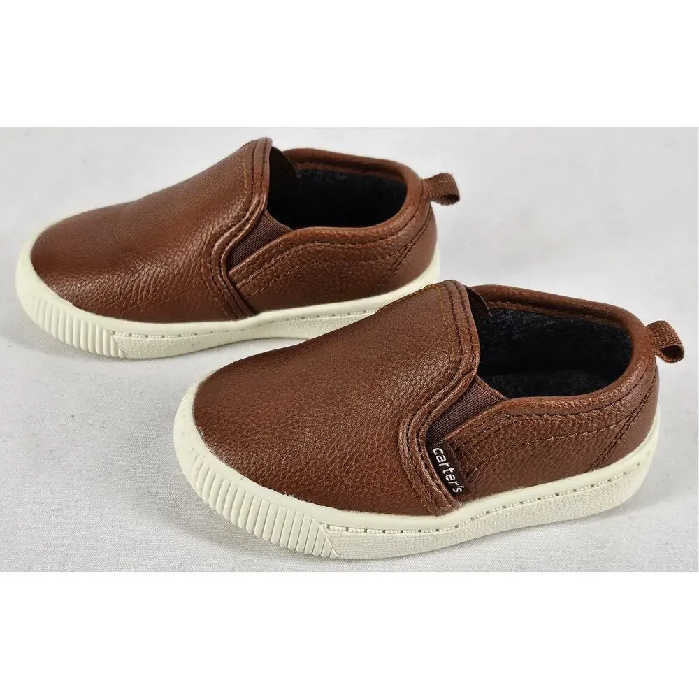 CARTER'S TODDLER BOY'S CASUAL BROWN / CREAM SLIP-ON SHOESIZE 5 MONTHS5 Months